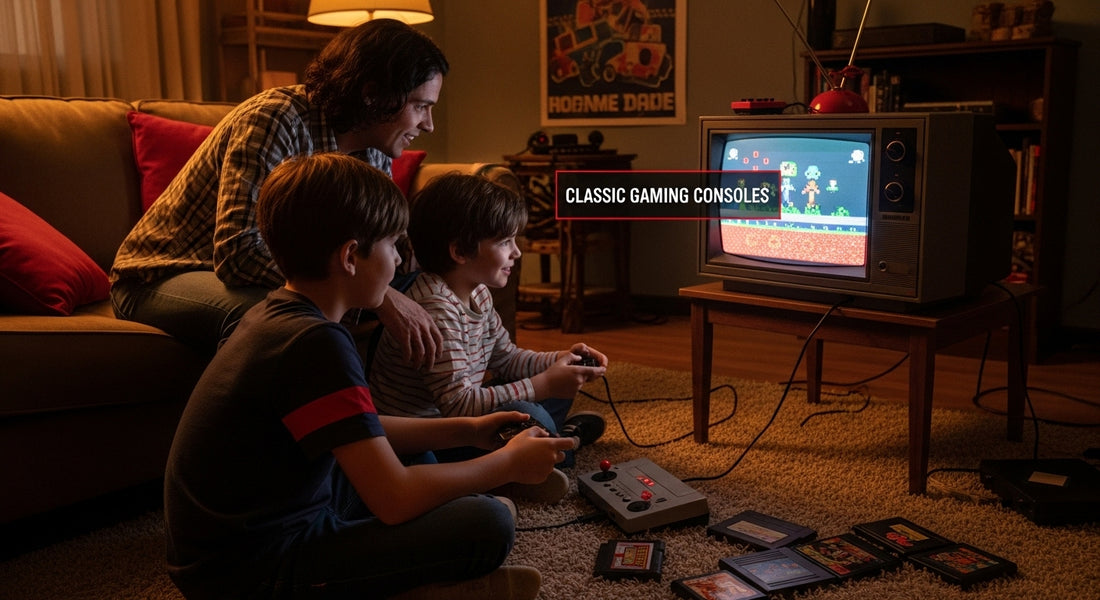 classic gaming consoles living room