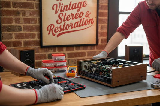 vintage stereo restoration workspace