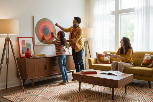 retro inspired decor, vintage living room, family decorating