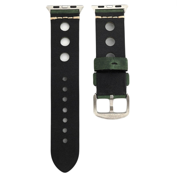 For Apple Watch Series 10 42mm / 9&8&7 41mm / SE 3&SE 2&6&SE&5&4 40mm / 3&2&1 38mm Retro Hole Genuine Leather Wrist Watch Band