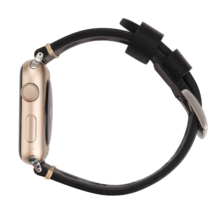 Compatible with Apple Watch Series 7 45mm / 6 & SE & 5 & 4 44mm / 42mm 3 & 2 & 1 Retro Hole Genuine Leather Wrist Watch Band, Compatible with 42mm