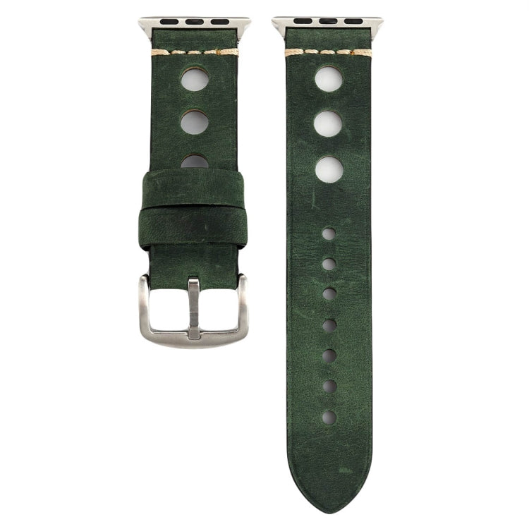 For Apple Watch Series 7 45mm / 6 & SE & 5 & 4 44mm / 42mm 3 & 2 & 1 Retro Hole Genuine Leather Wrist Watch Band