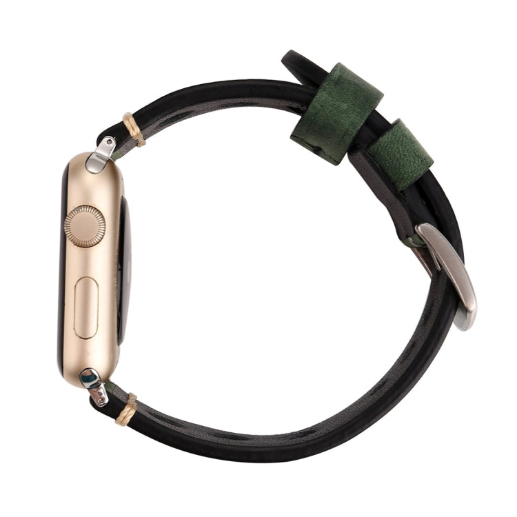 For Apple Watch Series 7 45mm / 6 & SE & 5 & 4 44mm / 42mm 3 & 2 & 1 Retro Hole Genuine Leather Wrist Watch Band