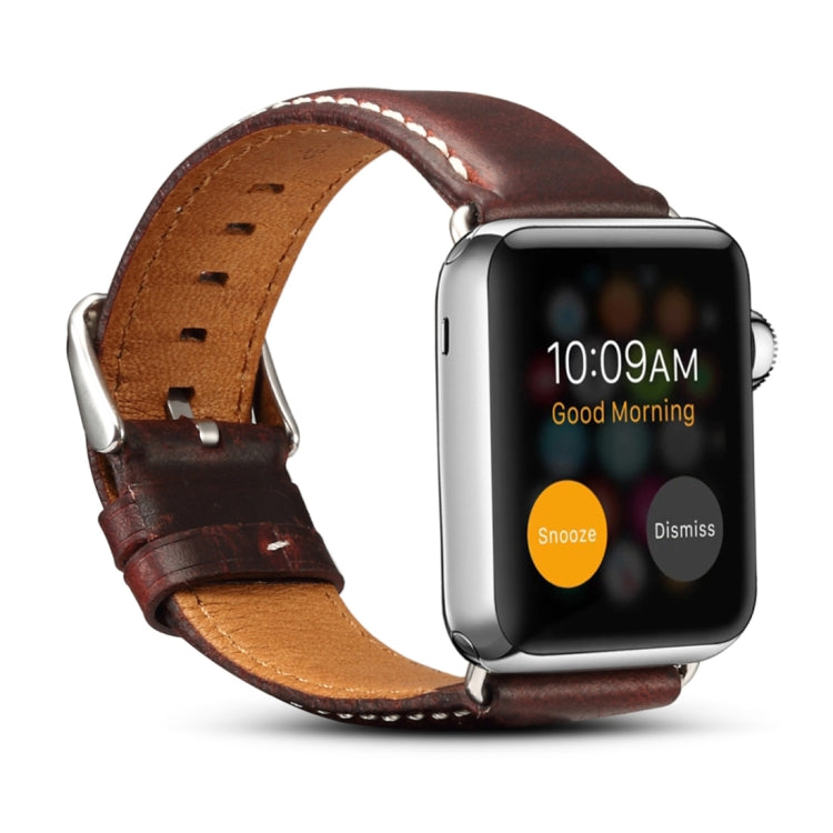 Denior Oil Wax Retro Watch Leather Watch Band compatible with Apple Watch Series 7 45mm / 6 & SE & 5 & 4 44mm / 3 & 2 & 1 42mm