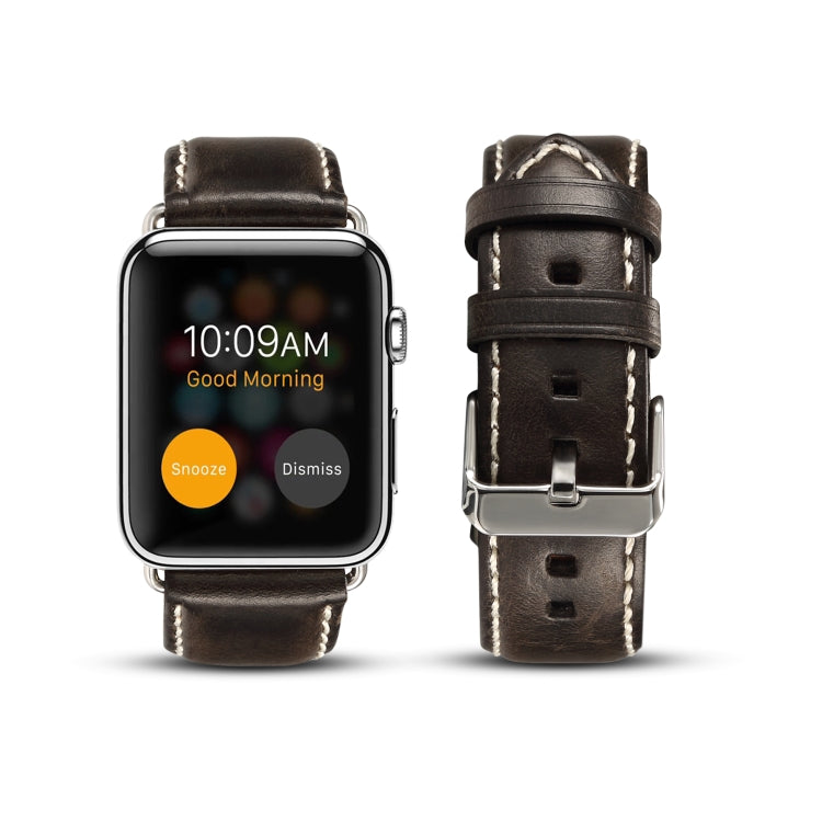 Denior Oil Wax Retro Watch Leather Watch Band compatible with Apple Watch Series 7 45mm / 6 & SE & 5 & 4 44mm / 3 & 2 & 1 42mm