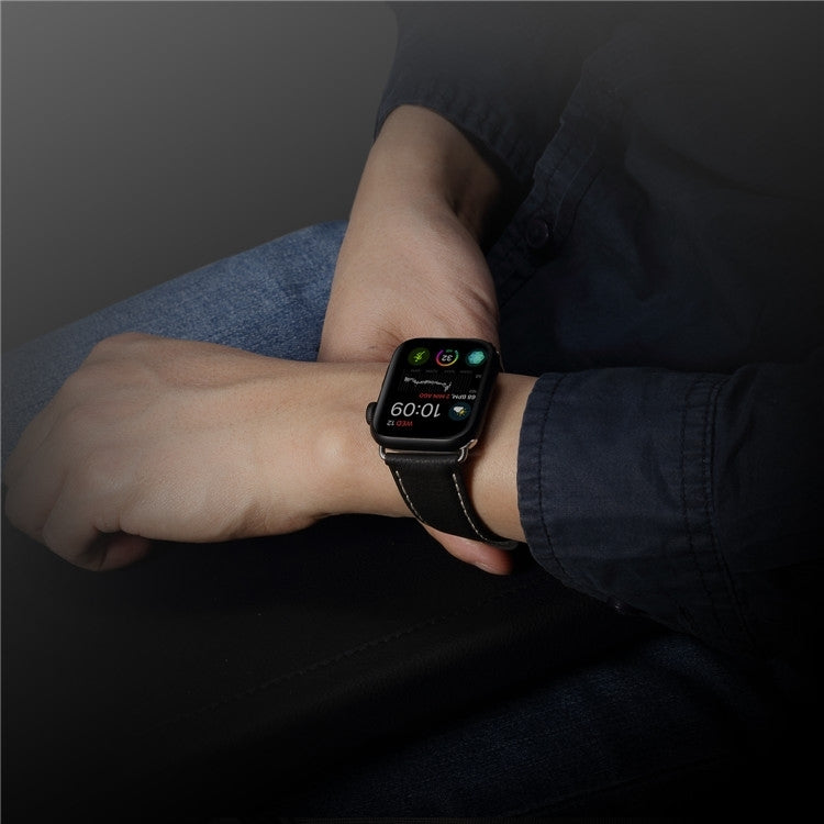 Denior Oil Wax Retro Watch Leather Watch Band compatible with Apple Watch Series 10 42mm / 9&8&7 41mm / SE 3&SE 2&6&SE&5&4 40mm / 3&2&1 38mm