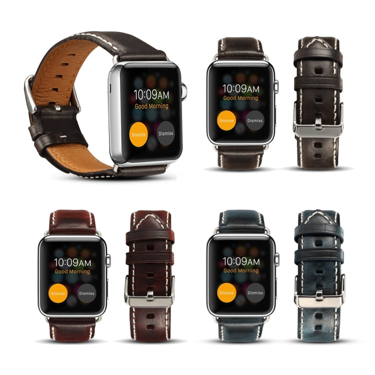 Denior Oil Wax Retro Watch Leather Watch Band compatible with Apple Watch Series 10 42mm / 9&8&7 41mm / SE 3&SE 2&6&SE&5&4 40mm / 3&2&1 38mm
