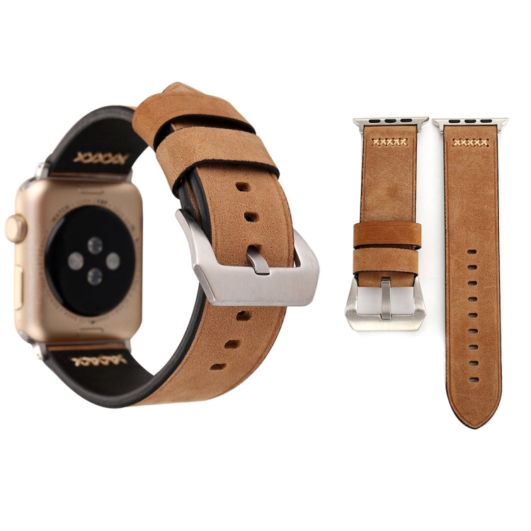 Compatible with Apple Watch Ultra 49mm&Watch Ultra 2 49mm / Series 10 46mm / 9&8&7 45mm / SE 3&SE 2&6&SE&5&4 44mm / 3&2&1 42mm Retro XX Line Pattern Genuine Leather Wrist Watch Band, Compatible with 42mm