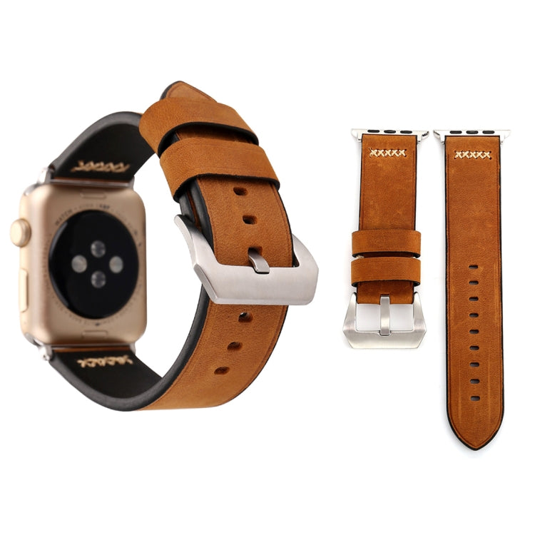 Compatible with Apple Watch Ultra 49mm&Watch Ultra 2 49mm / Series 10 46mm / 9&8&7 45mm / SE 3&SE 2&6&SE&5&4 44mm / 3&2&1 42mm Retro XX Line Pattern Genuine Leather Wrist Watch Band, Compatible with 42mm