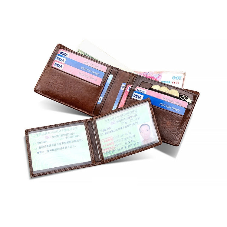 8016 Retro Cowhide Leather Multiple Card Slots Wallet compatible with Men, with Removable Card Holder, 8016