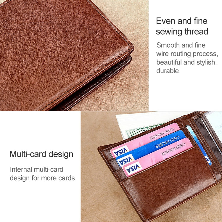 8016 Retro Cowhide Leather Multiple Card Slots Wallet compatible with Men, with Removable Card Holder, 8016