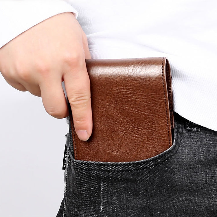 8016 Retro Cowhide Leather Multiple Card Slots Wallet compatible with Men, with Removable Card Holder, 8016