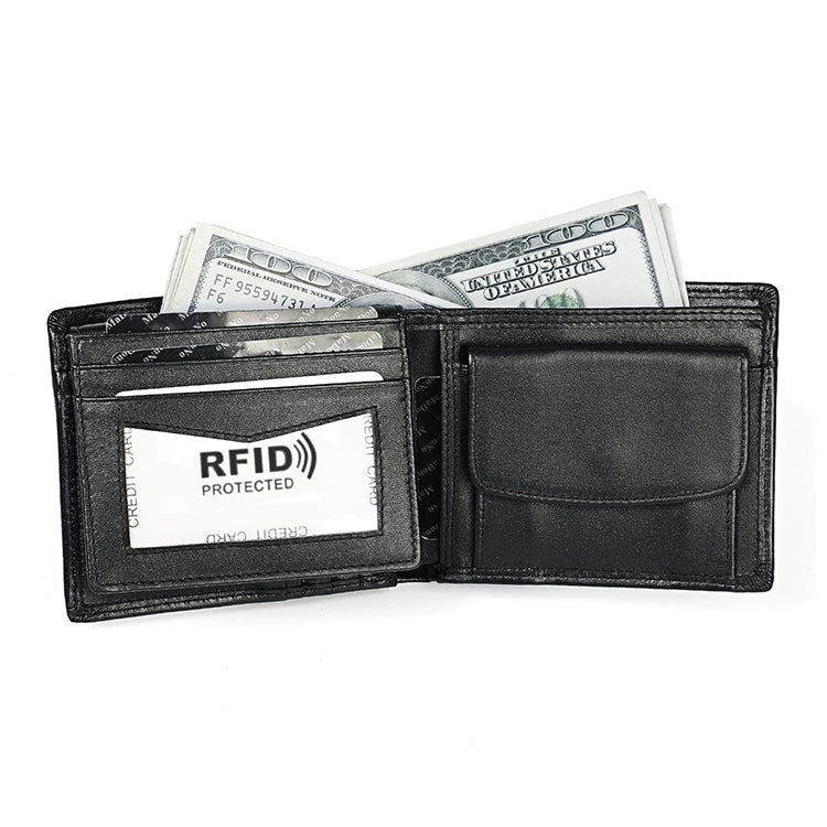8020 Horizontal Retro Crazy Horse Texture Leather Anti-magnetic RFID Wallet Clutch Bag compatible with Men, with Card Slots, 8020 Black