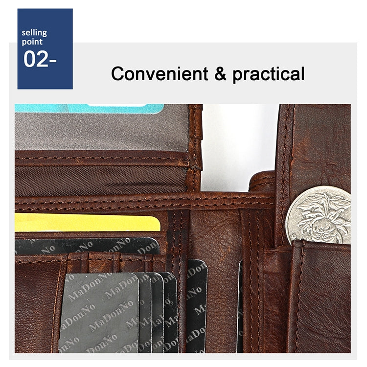 8020 Horizontal Retro Crazy Horse Texture Leather Anti-magnetic RFID Wallet Clutch Bag compatible with Men, with Card Slots, 8020 Black