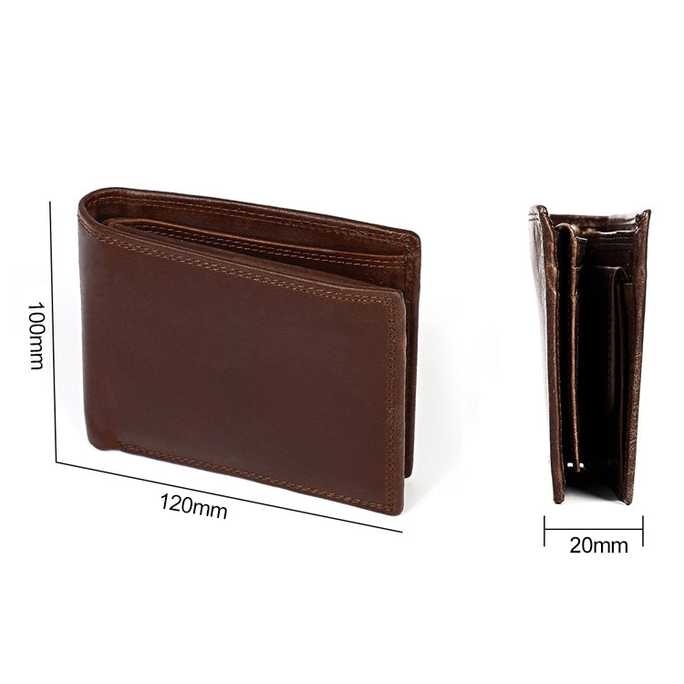 8020 Horizontal Retro Crazy Horse Texture Leather Anti-magnetic RFID Wallet Clutch Bag compatible with Men, with Card Slots, 8020 Coffee