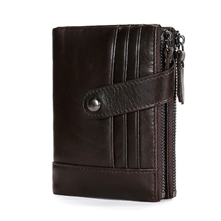 TP-196 Multi-functional Retro Cowhide Leather Multiple Card Slots Dual zipper RFID Wallet