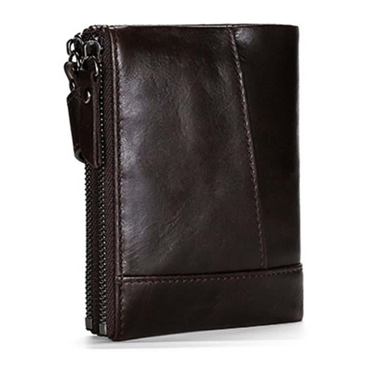 TP-196 Multi-functional Retro Cowhide Leather Multiple Card Slots Dual zipper RFID Wallet