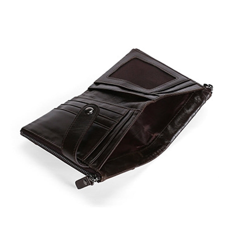 TP-196 Multi-functional Retro Cowhide Leather Multiple Card Slots Dual zipper RFID Wallet