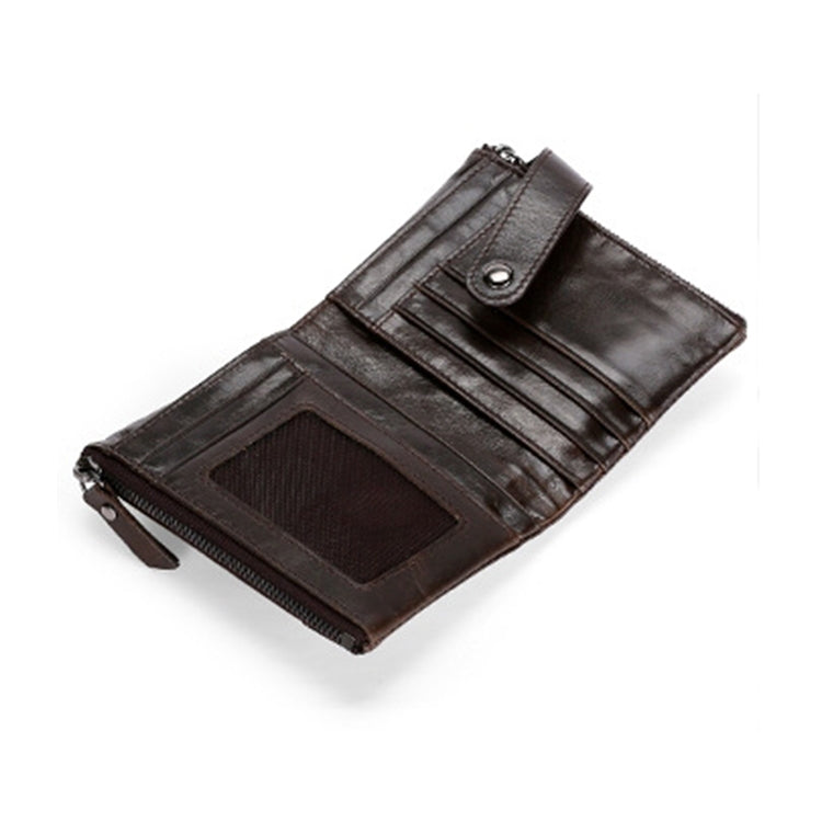 TP-196 Multi-functional Retro Cowhide Leather Multiple Card Slots Dual zipper RFID Wallet