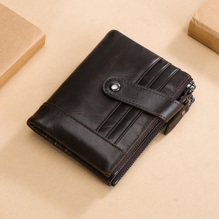 TP-196 Multi-functional Retro Cowhide Leather Multiple Card Slots Dual zipper RFID Wallet