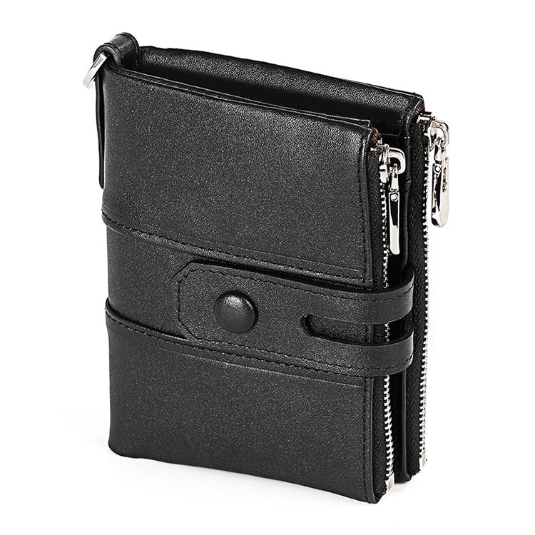 3529 Retro Crazy Horse Texture Double Zipper Anti-magnetic RFID Wallet compatible with Man with Card Slots