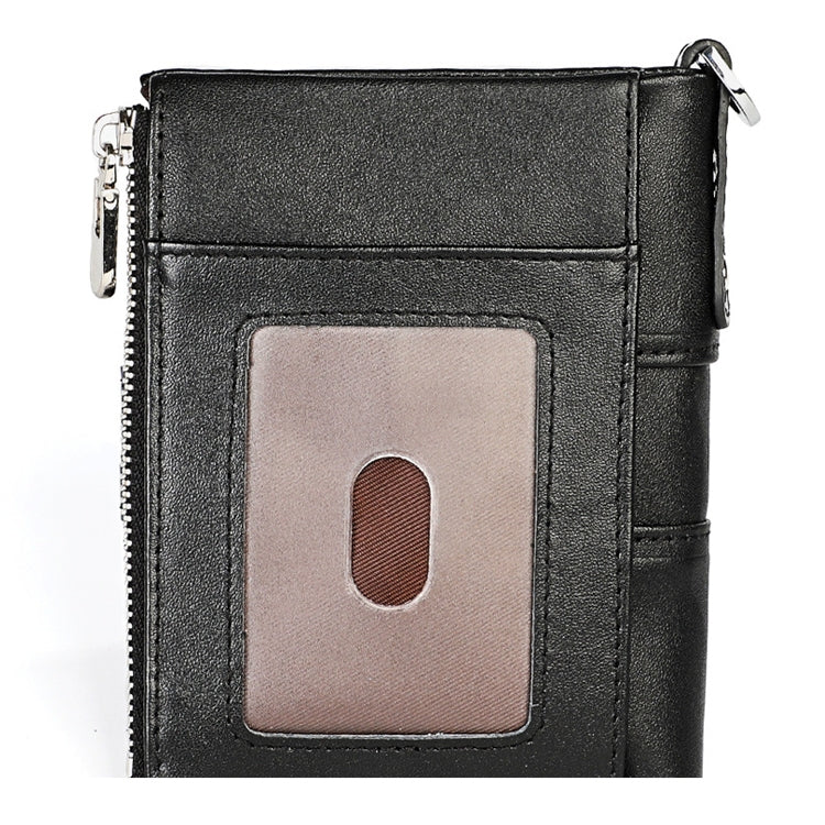 3529 Retro Crazy Horse Texture Double Zipper Anti-magnetic RFID Wallet compatible with Man with Card Slots