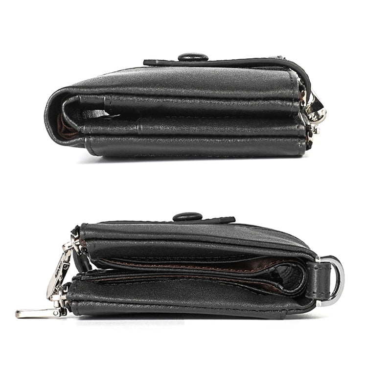 3529 Retro Crazy Horse Texture Double Zipper Anti-magnetic RFID Wallet compatible with Man with Card Slots