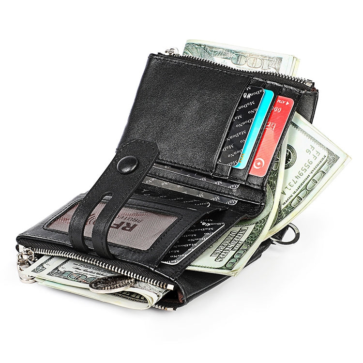 3529 Retro Crazy Horse Texture Double Zipper Anti-magnetic RFID Wallet compatible with Man with Card Slots