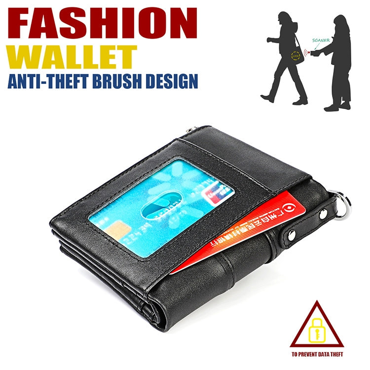 3529 Retro Crazy Horse Texture Double Zipper Anti-magnetic RFID Wallet compatible with Man with Card Slots