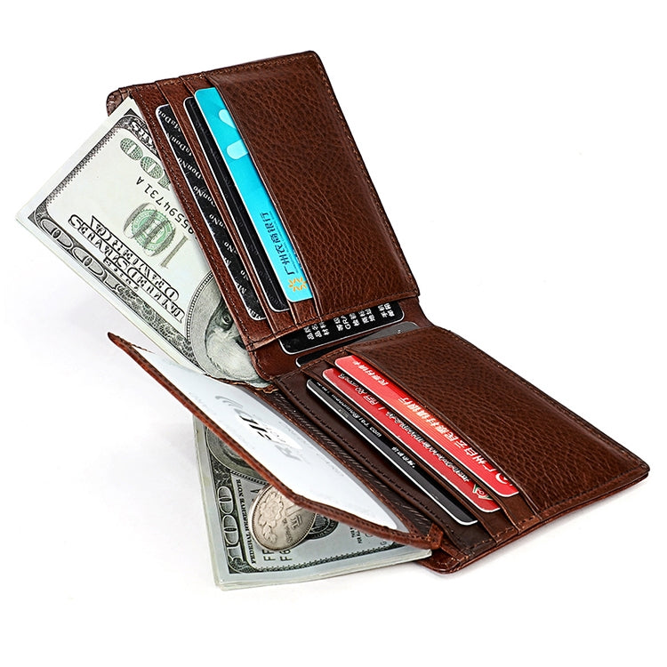 8018 Antimagnetic RFID Retro Fashion Crazy Horse Texture Leather Wallet compatible with Men and Women, 8018