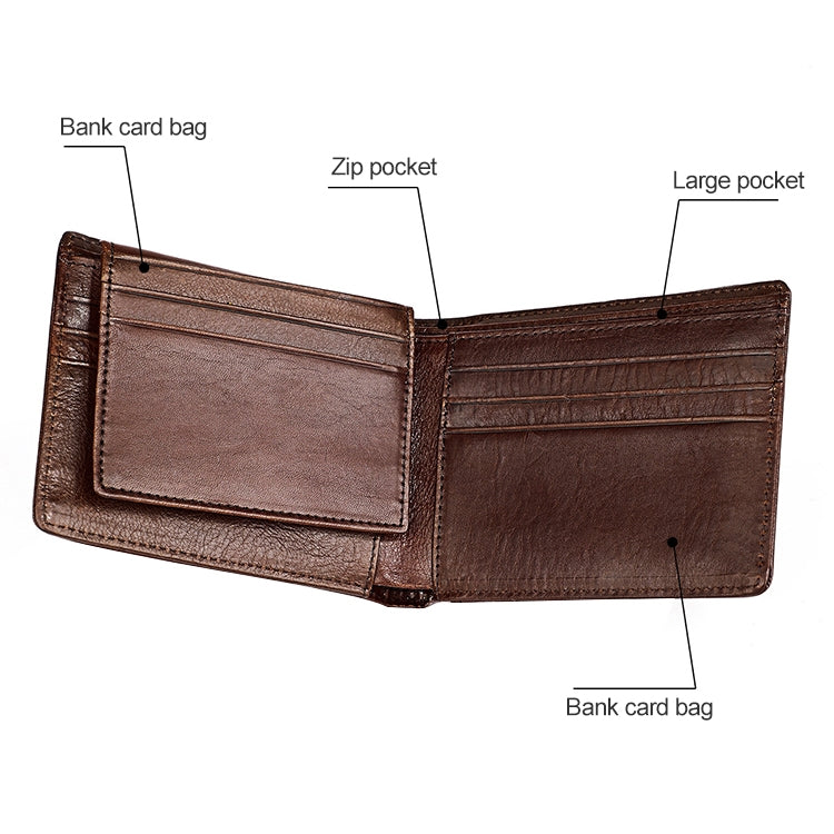 8018 Antimagnetic RFID Retro Fashion Crazy Horse Texture Leather Wallet compatible with Men and Women, 8018