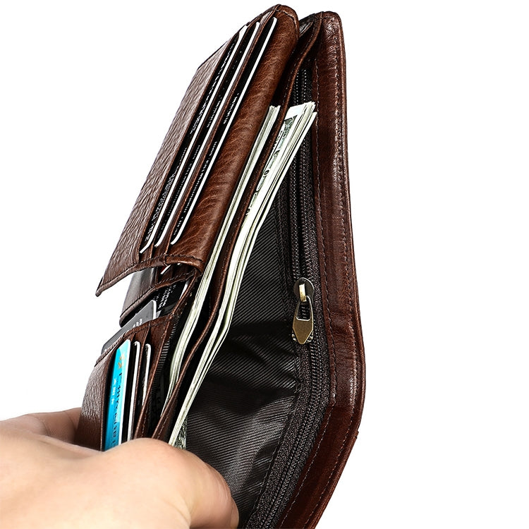 8018 Antimagnetic RFID Retro Fashion Crazy Horse Texture Leather Wallet compatible with Men and Women, 8018