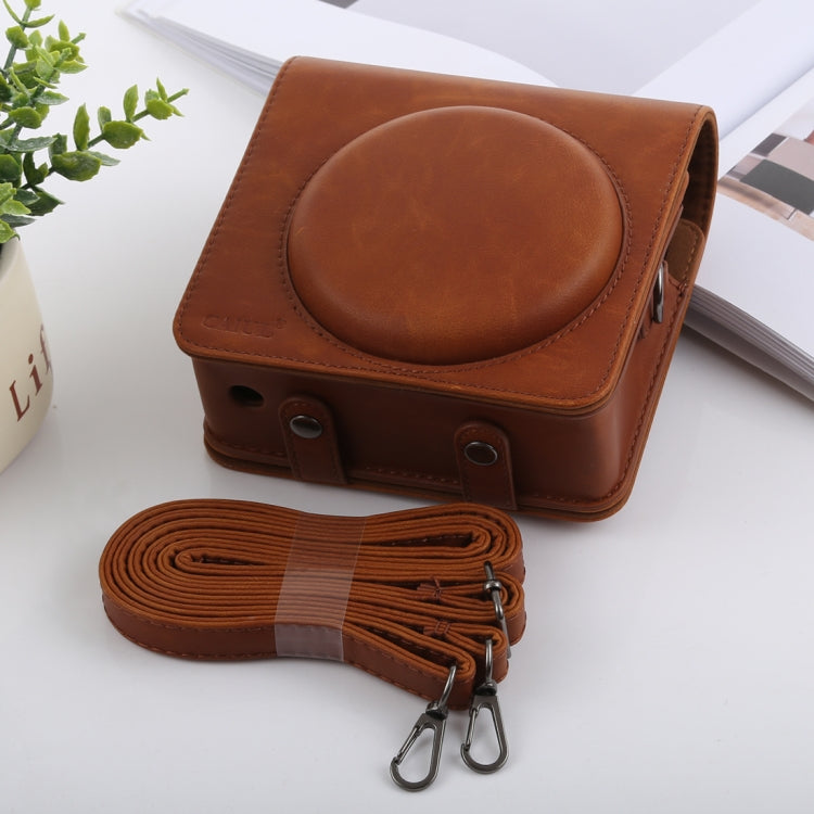 Retro Style Full Body Camera PU Leather Case Bag with Strap compatible with FUJIFILM instax SQUARE SQ6, Compatible with FUJI SQ6