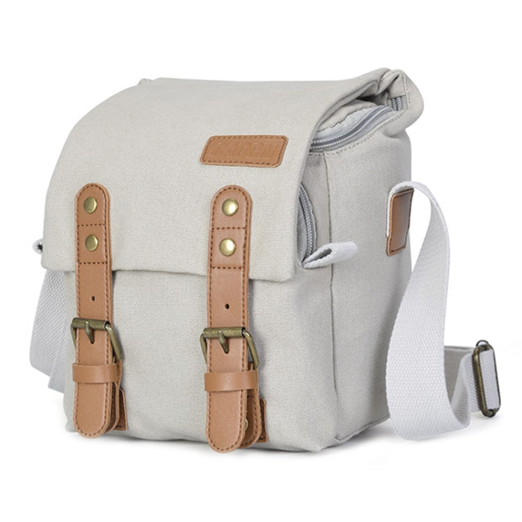 CADEN N1 Simple Retro Multifunctional Canvas Waterproof Digital Camera Photography Bag, N1 Simple Beige White