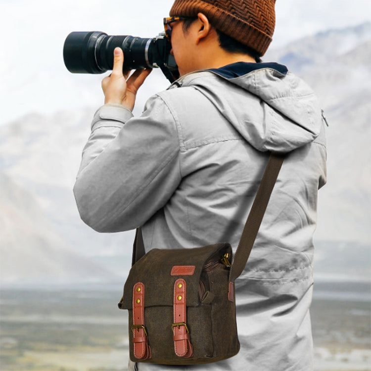 CADEN N1 Simple Retro Multifunctional Canvas Waterproof Digital Camera Photography Bag, N1 Simple Beige White