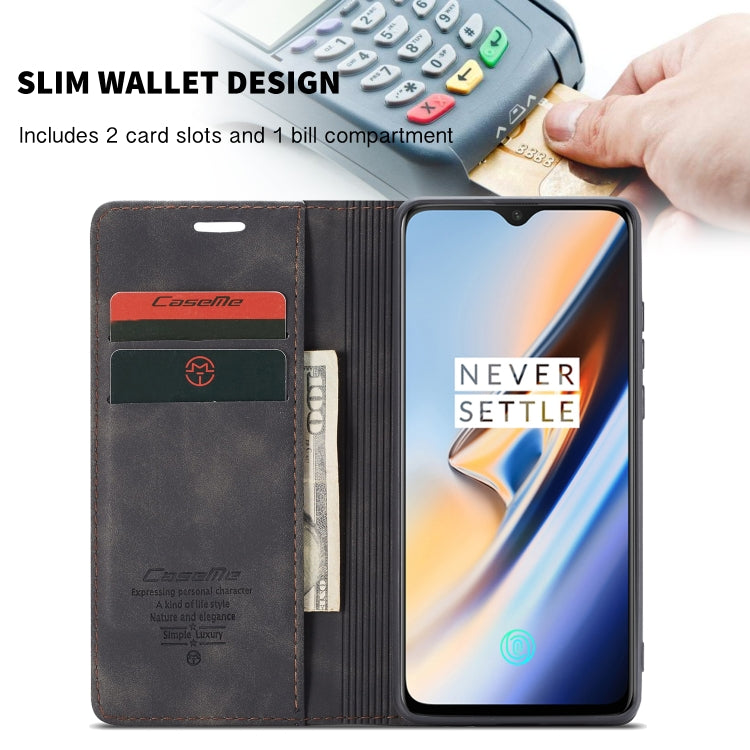 CaseMe-013 Multi-functional Retro Frosted Horizontal Flip Leather Case with Card Slot & Holder & Wallet, Compatible with OnePlus 7