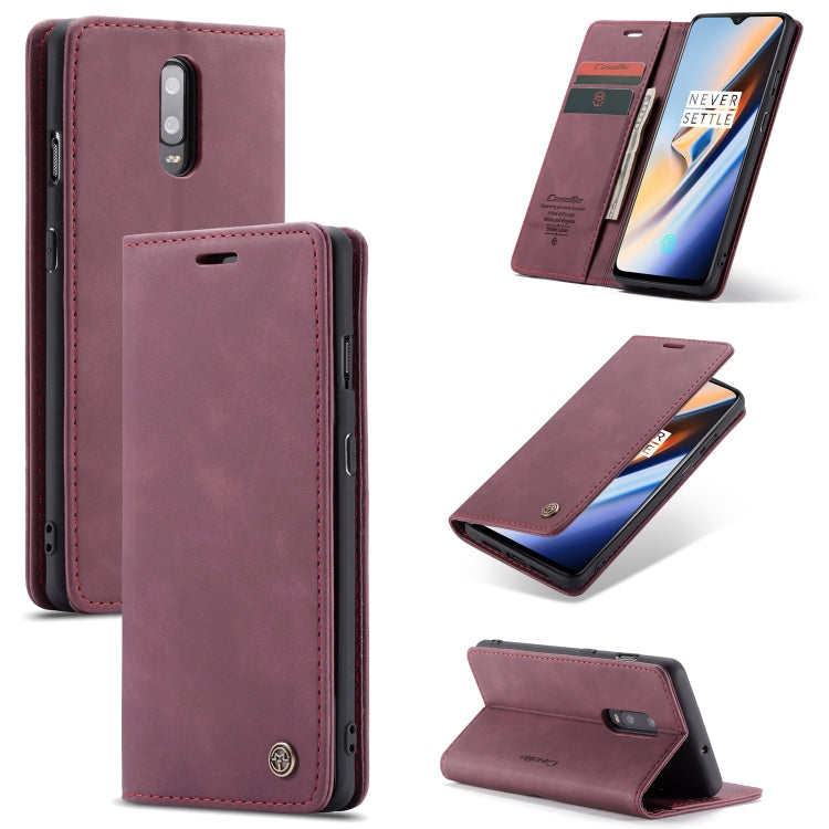 CaseMe-013 Multi-functional Retro Frosted Horizontal Flip Leather Case with Card Slot & Holder & Wallet, Compatible with OnePlus 7