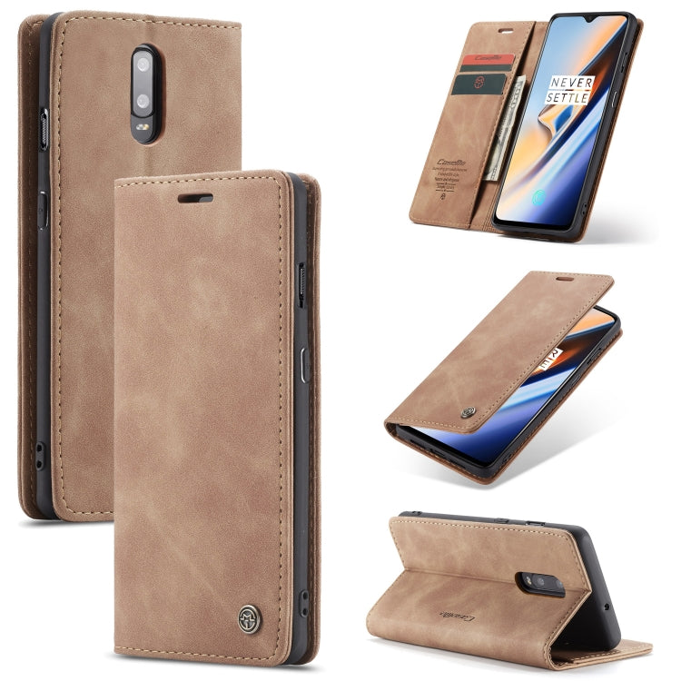 CaseMe-013 Multi-functional Retro Frosted Horizontal Flip Leather Case with Card Slot & Holder & Wallet, Compatible with OnePlus 7