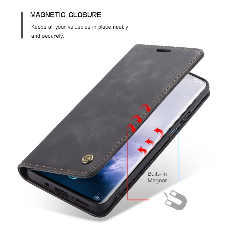 CaseMe-013 Multi-functional Retro Frosted Horizontal Flip Leather Case with Card Slot & Holder & Wallet, Compatible with OnePlus 7 Pro