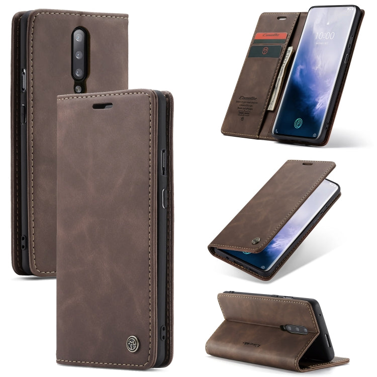 CaseMe-013 Multi-functional Retro Frosted Horizontal Flip Leather Case with Card Slot & Holder & Wallet, Compatible with OnePlus 7 Pro