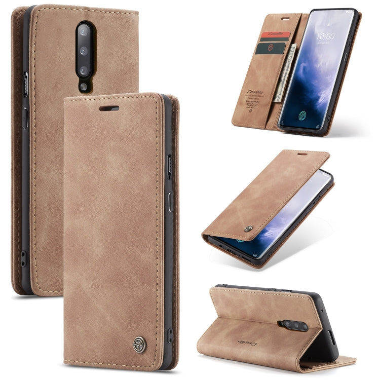 CaseMe-013 Multi-functional Retro Frosted Horizontal Flip Leather Case with Card Slot & Holder & Wallet, Compatible with OnePlus 7 Pro