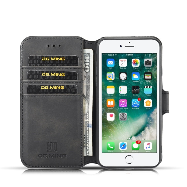 DG.MING Retro Oil Side Horizontal Flip Case with Holder & Card Slots & Wallet, compatible with iPhone 7 / 8