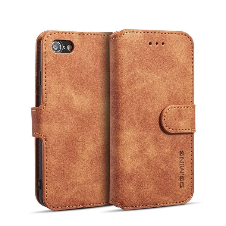 DG.MING Retro Oil Side Horizontal Flip Case with Holder & Card Slots & Wallet, compatible with iPhone 7 / 8