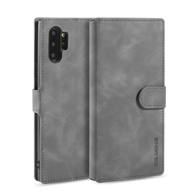DG.MING Retro Oil Side Horizontal Flip Case with Holder & Card Slots & Wallet, compatible with Galaxy Note 10+