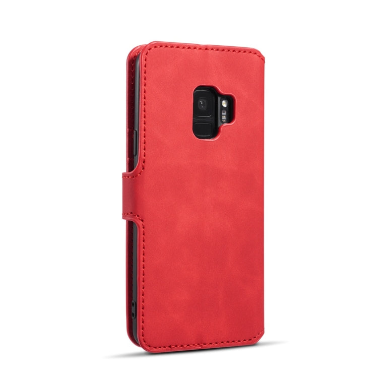 DG.MING Retro Oil Side Horizontal Flip Case with Holder & Card Slots & Wallet, compatible with Galaxy S9