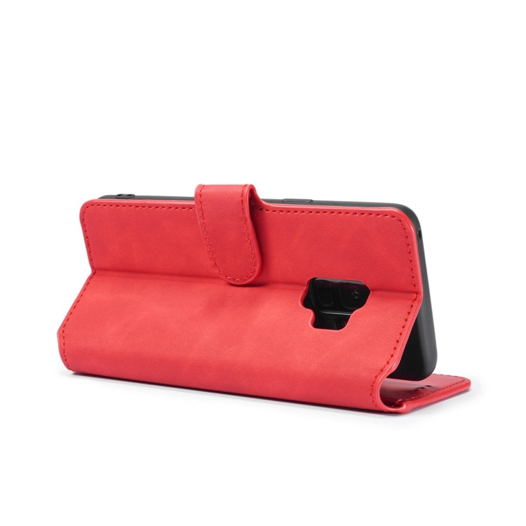 DG.MING Retro Oil Side Horizontal Flip Case with Holder & Card Slots & Wallet, compatible with Galaxy S9