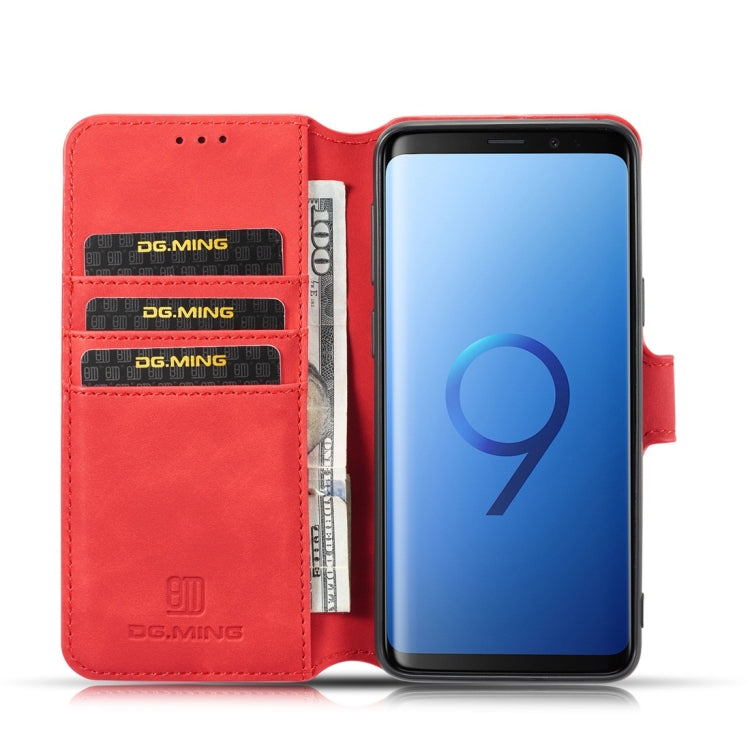 DG.MING Retro Oil Side Horizontal Flip Case with Holder & Card Slots & Wallet, compatible with Galaxy S9