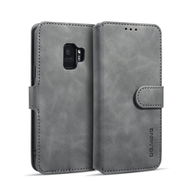 DG.MING Retro Oil Side Horizontal Flip Case with Holder & Card Slots & Wallet, compatible with Galaxy S9