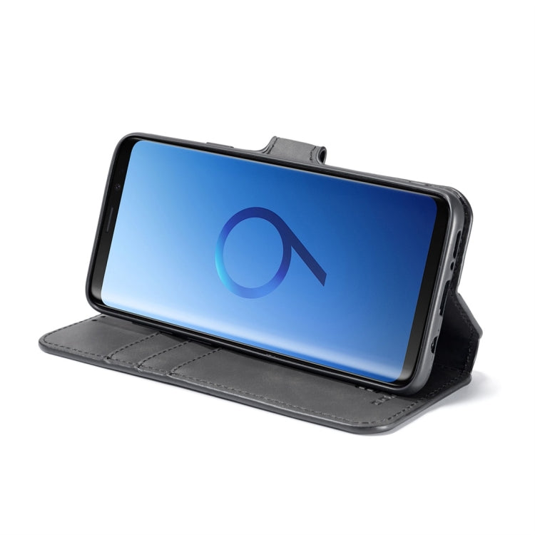 DG.MING Retro Oil Side Horizontal Flip Case with Holder & Card Slots & Wallet, compatible with Galaxy S9+