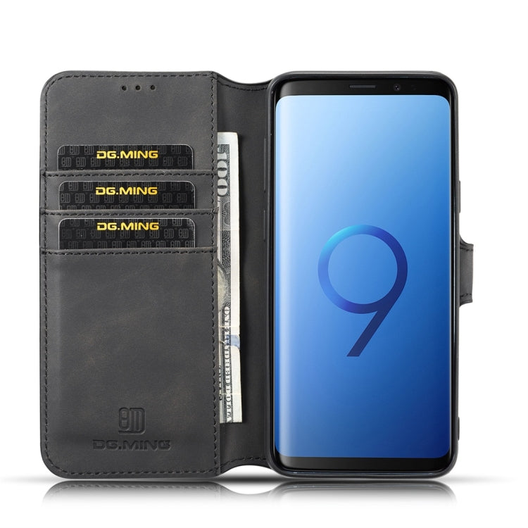 DG.MING Retro Oil Side Horizontal Flip Case with Holder & Card Slots & Wallet, compatible with Galaxy S9+